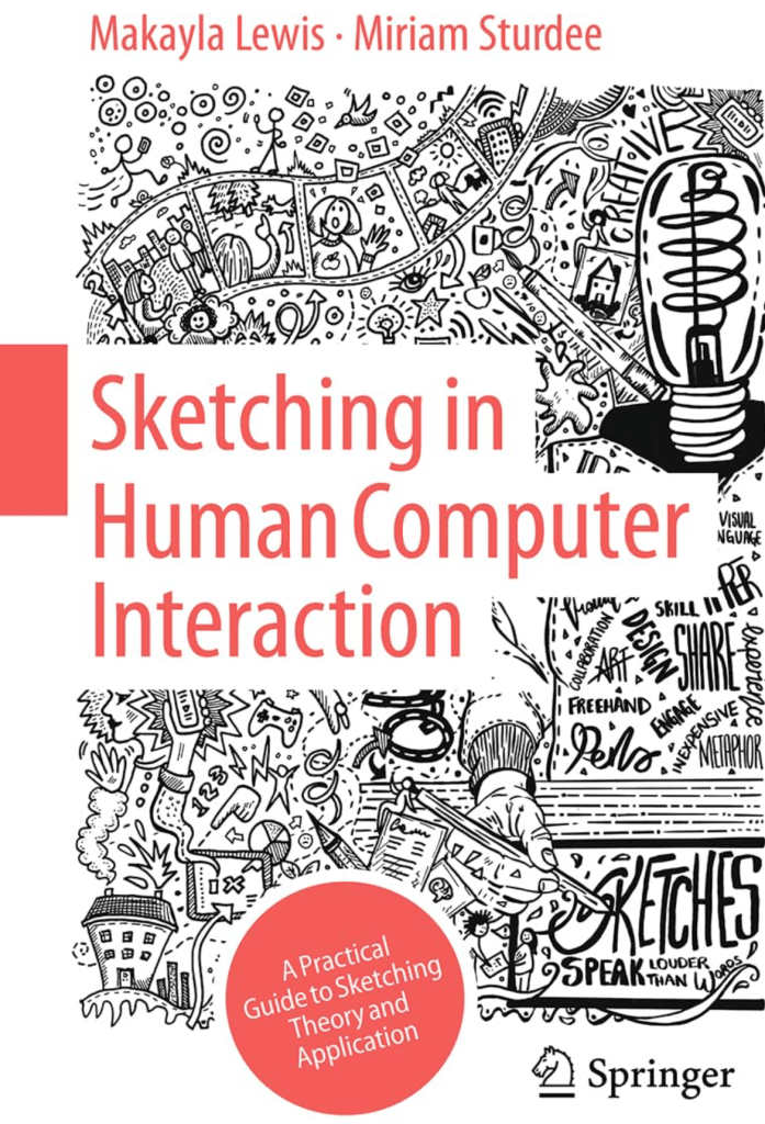 Black and red, a crazy doodle front cover. The doodle lightbulb head person is on the left, drawing on paper or tablet. The top of the pen is an explosion of doodles of people, objects, and lettering that covers the remaining of the cover.
